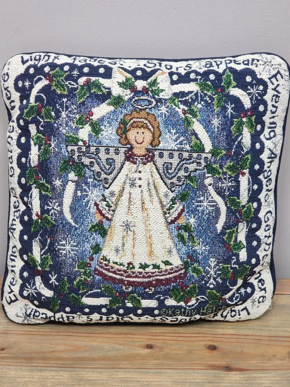 Christmas Angel Tapestry Throw Pillow 10” X 10”